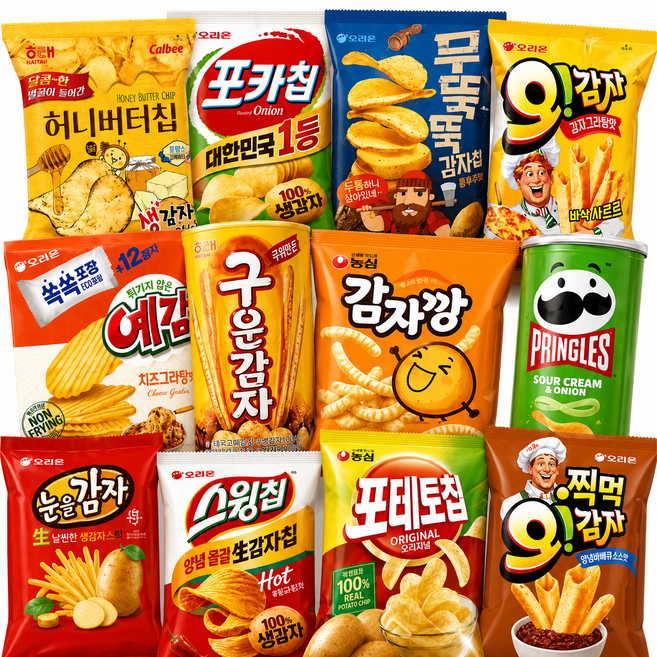 감자 과자 과자세트 12종 (포키칩+스윕칩+프링글스+예감+오감자+감자깡 외), 1개