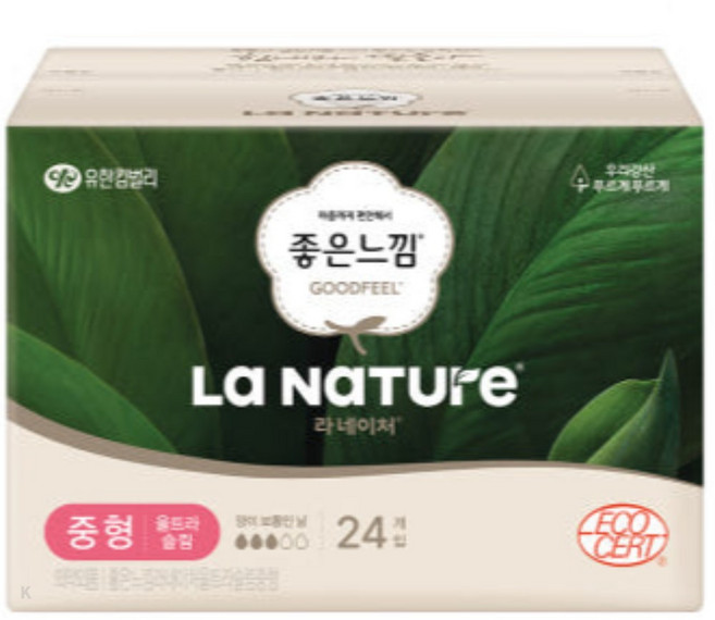 라네이처 좋은느낌 네이처백 생리대, 중형, 24개입, 40개