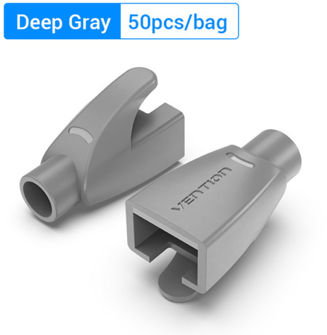 Vention RJ45 스트레인 릴리프 부츠 이더넷 RJ45 커넥터 부츠 플러그 커버 CAT5E/6 이더넷 케이블용 50PCS 캡 커버, [11] Gray-50PCS