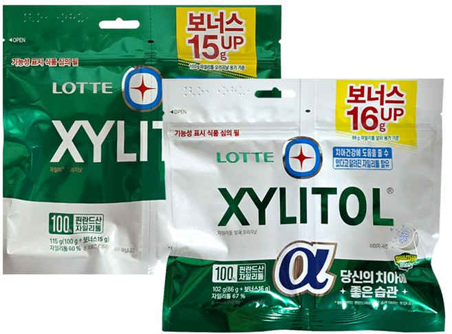 롯데 자일리톨 껌 1개씩 (오리지날 리필 + 오리지날 알파 리필), 1개, 115g