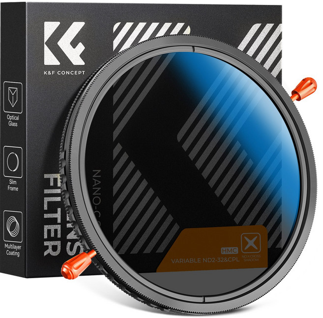 K&F Concept 55mm ND2-32+CPL Variable 1-5 Stop ND Filter and CPL, 1개
