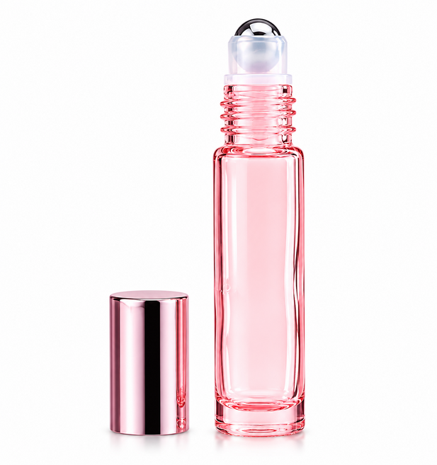 아로마휴대용 공병 여행용향수공병 롤링 컬러 유리 롤온 공병 투명 로즈, 1개, 10ml