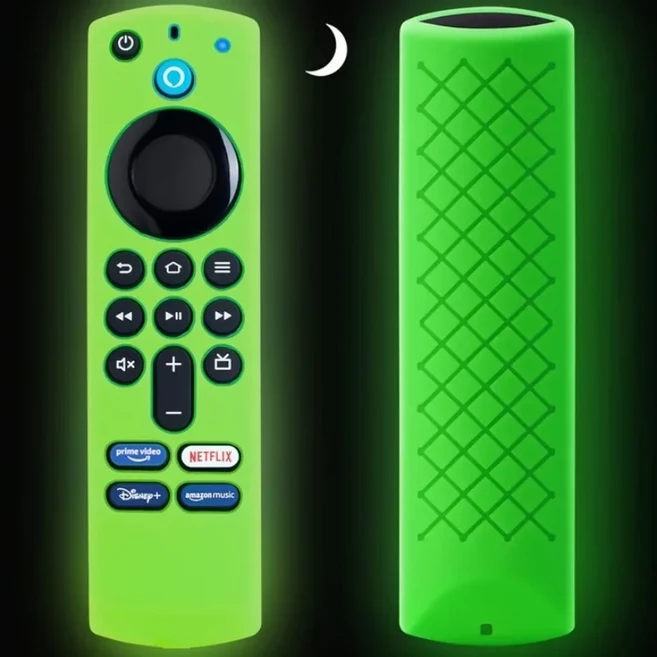 아마존 L5B83G 파이어 TV 스틱 4K 리모컨용 실리콘 강력한 보호 케이스 낙하 방지 및 야광, 05 녹색