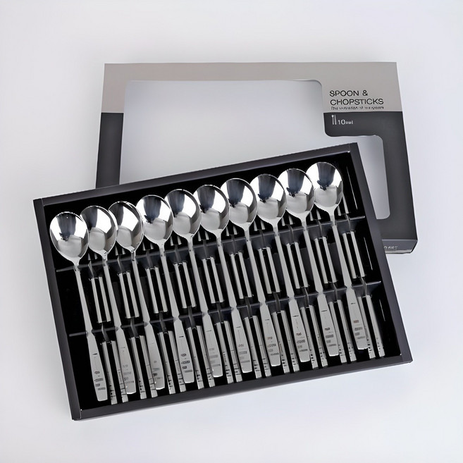 골든벨금속 크리스탈 레이저 수저세트, 혼합색상, 숟가락(10P) + 젓가락(10P), 1세트