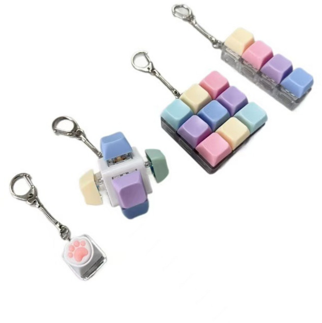 하와즈 키보드 키캡 키링 딸깍이 키링 4종 세트, 1세트, 멀티 4종