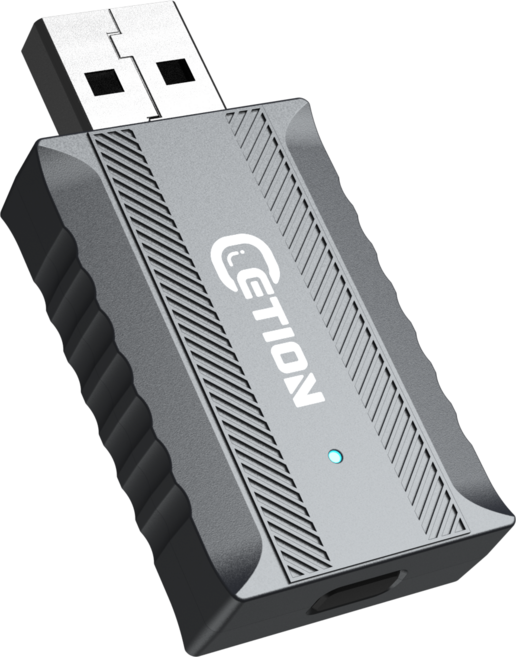 ETION CarPlay/Android Auto有線轉無線轉接器 車用無線連接, 灰色, ETI02