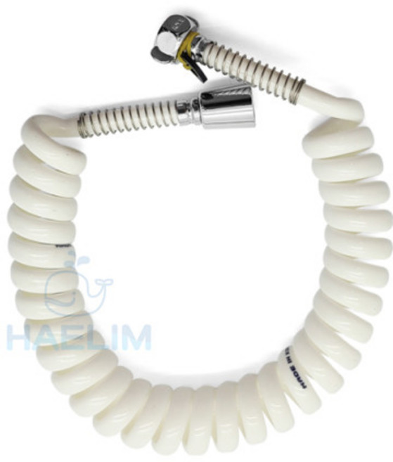 로얄 2.5M 국산 화이트 꼬부리 스프레이건 연결 샤워줄 호스