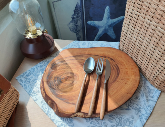 [스튜디오 다인] 메이플 우드 커트러리 수저 포크 나무 홈카페 감성캠핑 피크닉 선물 답례품 포장, 티스푼, 1개