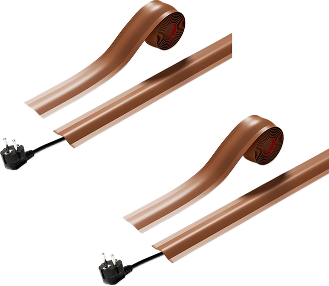 리빙로드 PVC 전선 정리용 케이블 커버 (롤 타입), 브라운, 2개