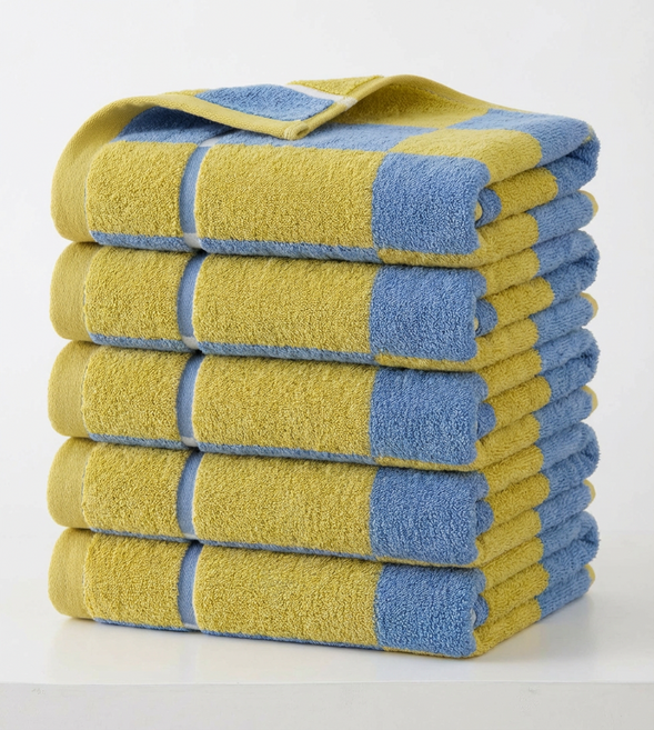 융풍 수건 호텔수건 호텔 수건 타올 타월 세면 타올 샤워타올 목욕타올, 3개, 옐로우블루 체크