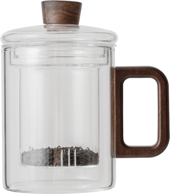 카빈스 우드 핸들 내열유리 티포트, 1개, 400ml, 투명