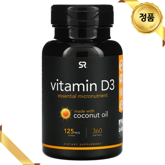 스포츠 리서치 비타민D3 5000IU 360 소프트젤 콜레칼시페롤 글루텐프리 코코넛 오일, 360정, 1개