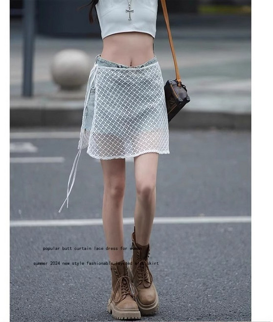 여성 랩스커트 레이어드 레이스 오픈 스커트 치마 캐쥬얼 플라워 레이스 랩스커트 커버랩 레깅스 엉덩이가리개 커버 치마 레깅스 랩스커트 ZZL