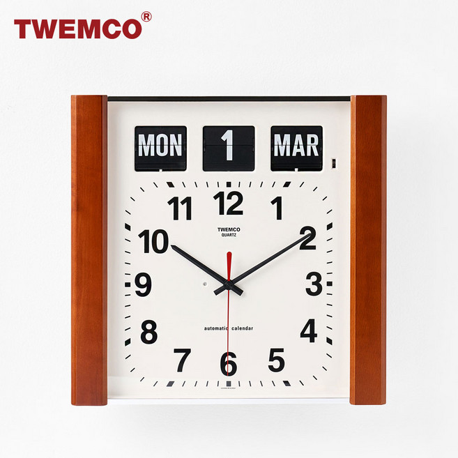 트웸코 BQ-15 퍼페추얼 캘린더 플립 벽시계, 다크브라운