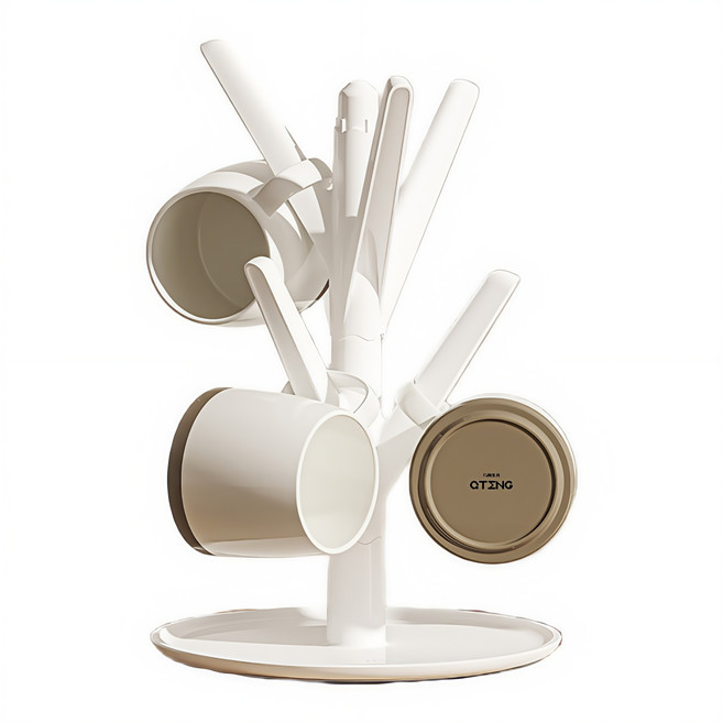 비와이 컵 건조대 머그컵 보관 거치대, 1개, 화이트