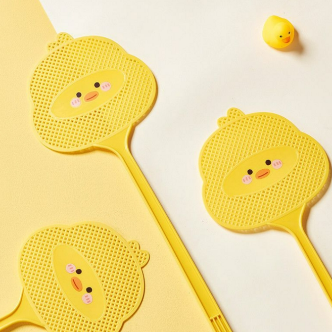 오디너리아틀리에 꽥꽥 러버덕 옛날 파리채 모기채, 망고노랑 러버덕 2P