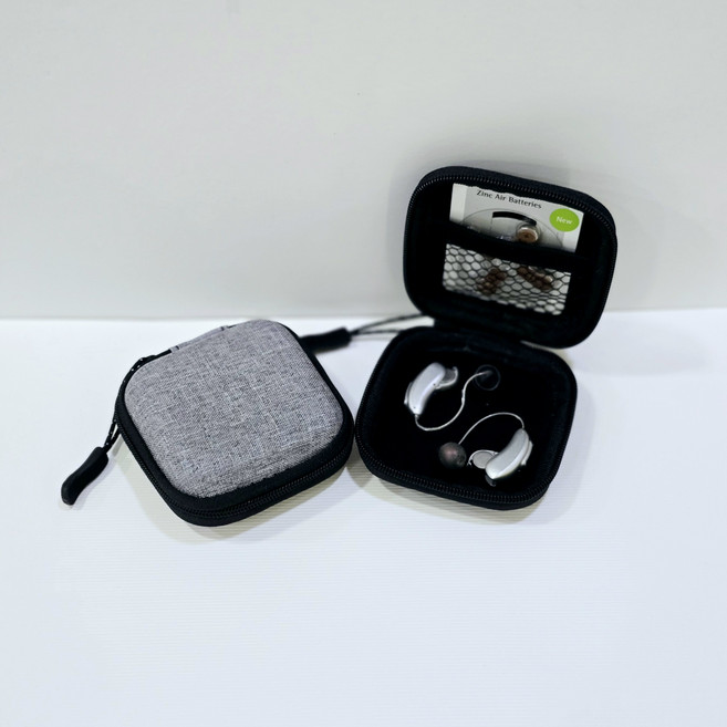 보청기 분실예방 충격방지 쿠션 휴대용 케이스 보관함, 1개, 다크 그레이
