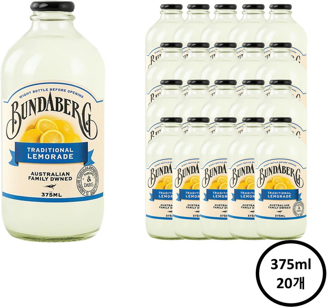 분다버그 트레디셔널 레몬에이드 375ml 20병 탄산음료, 20개