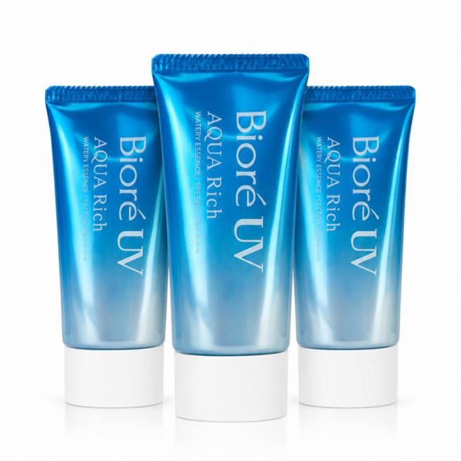 비오레 아쿠아 리치 워터리 에센스 촉촉하고 백탁없는 썬크림 SPF50+ PA++++ 50g 3개, 150g, 1개
