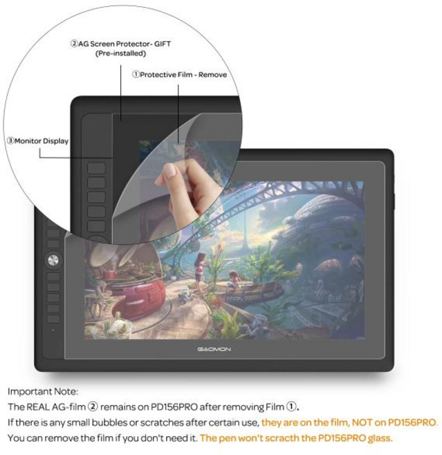 GAOMON PD1161/PD1560/PD1561/PD156PRO/PD2200 드로잉 태블릿 모니터 보호용 보호 필름, PD1560/PD1561