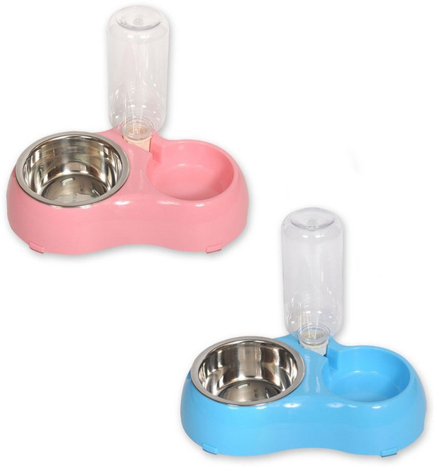 미엘펫 스텐 반자동 식기(소) 물병겸용 급식기 (랜덤)cra1+4LZN