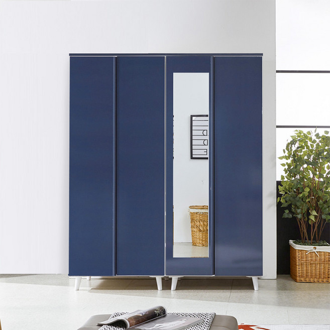 이노센트 벨니 1600 거울 옷장+이불장 세트 i103878, 네이비_103878
