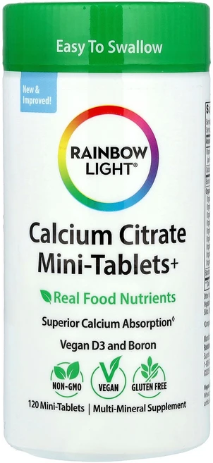 Rainbow Light 구연산 칼슘 미니 정제+ 정제 120정 Light (레인보우 라이트), 1개 - 쿠팡