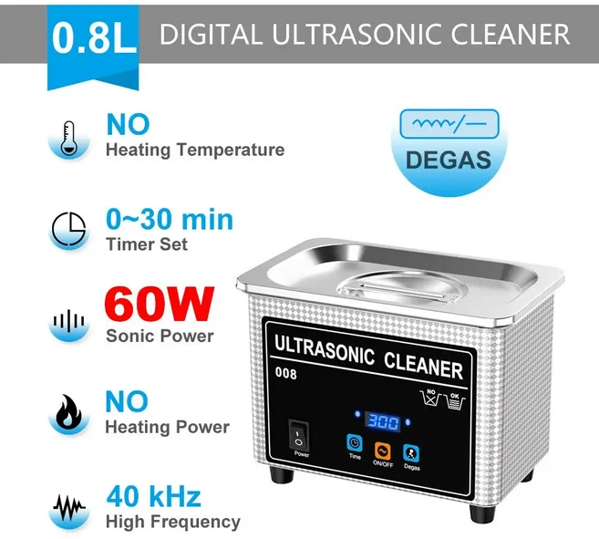 가정용 히터 타이머 디지털 디스플레이 화면이 포함된 초음파 세척 욕조 0.8L 또는 2L 60W-, 02 0.8L-60W, 04 us