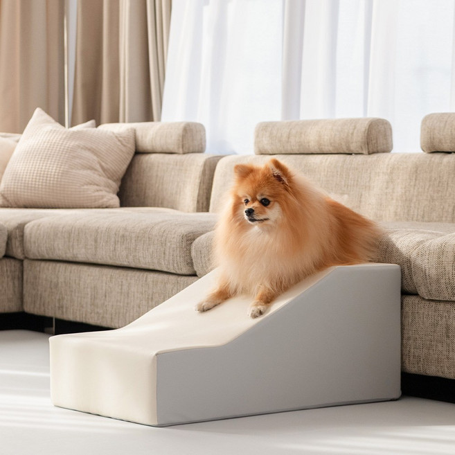 이리로 강아지 계단 실리콘 논슬립 2단 슈퍼스텝, 윗면(코지아이보리), 1개