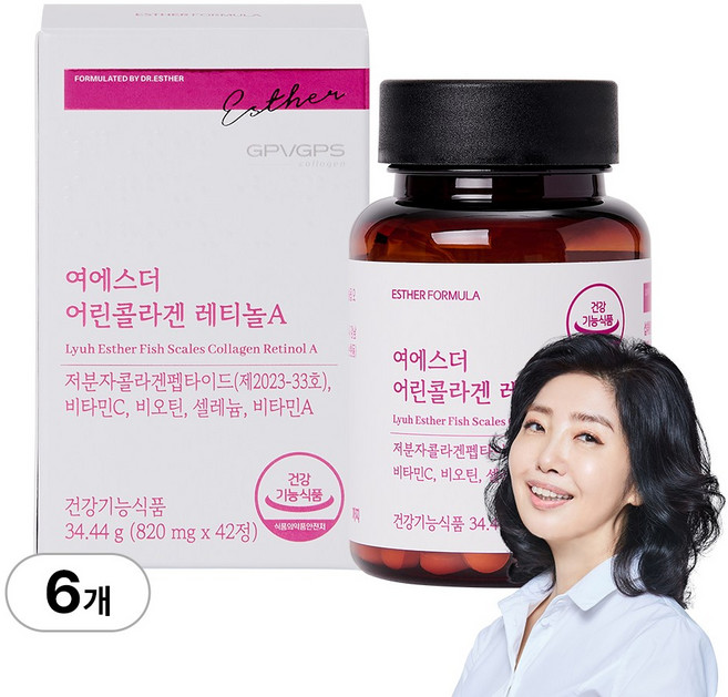 여에스더 어린콜라겐 레티놀A (국내최다 인체적용시험 보유 콜라겐 원료) 국민영양 프로젝트, 6개, 42정