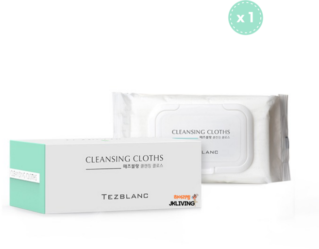[JKLIVING] 클렌징 티슈 - 부드럽고 도톰한 엠보싱 원단으로 꼼꼼하고 편안한 딥 클렌징, 1개, 80매입