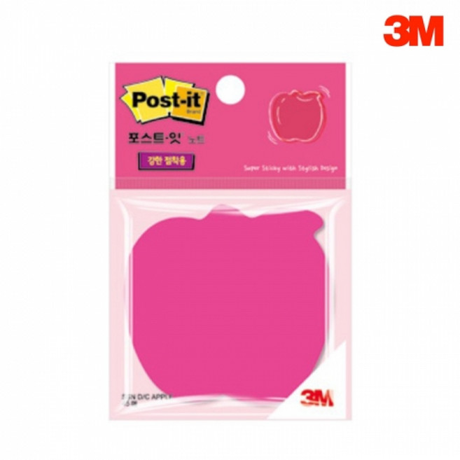 포스트잇 강한점착용 노트 세트, 사과 핑크, 45매, 3개