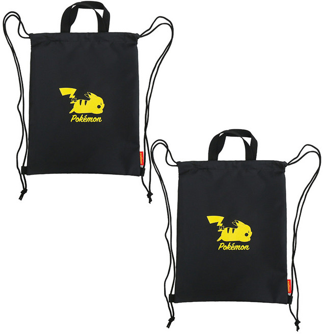 포켓몬스터 피카츄 테클 조리개 주머니 2개 세트 포켓몬 보조가방 신발주머니 실내화 가방 아동 초등 학생