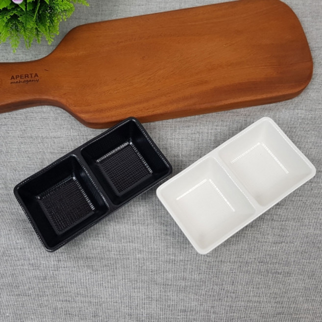 매트 두칸종지 G-0502 블랙 BB 멜라민 소스기 2칸 국내제조, 매트두칸종지G-0502크림, 1개