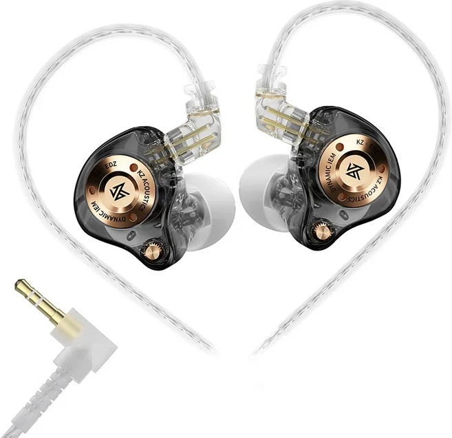 쿠쿠스토어 Kz Edz 하이파이 이어폰 유선 헤드폰 딥 베이스 스테레오 마이크 포함 초광대역 주파수 IEM 음, 03 3.5mm No Mic Black