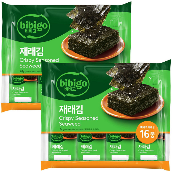 CJ 바삭한 명가김 재래김, 64g, 2개