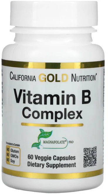 캘리포니아 골드 비타민B 복합체 베지 캡슐 60정 티아민HCl 리보플라빈-5-포스페이트 피리독신염산염 MAGNAFOLATE, 1개 - 쿠팡