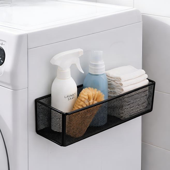 펄빈 강력한 자석 부착 냉장고 세탁기 틈새 정리 수납함, 1개, 블랙