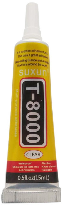 Suxun T-8000 萬用膠水 透明軟性黏合劑 適用於手機維修、貼鑽、飾品, 1個, T-8000強力膠