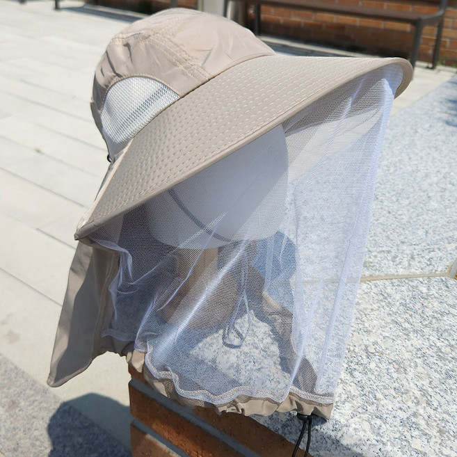 모자 벌초 낚시 양봉모자 양봉 방충 벌망 모기 해충 농사모자, 베이지