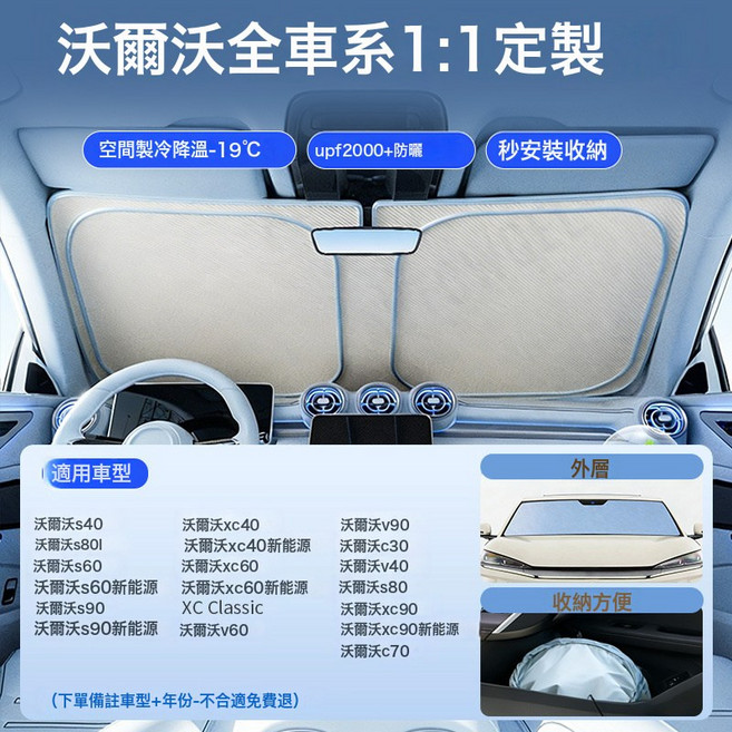 汽車遮陽簾車內汽車遮陽擋前檔風玻璃遮陽罩防曬遮光板隔熱遮陽板, 1個, 1個