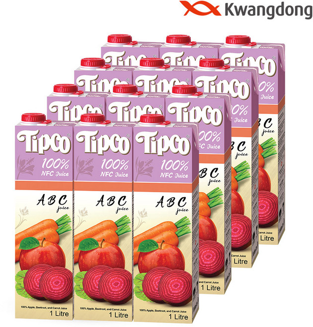 팁코 100% 착즙 ABC 주스, 1L, 12개