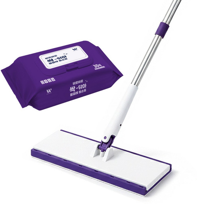 [홈쇼핑] 자동 딸깍 바로바로 밀대걸레 대형 청소기 노터치 핸디 일회용 청소포용 밀대걸레 원터치 분리 막대걸레 극세사 밀대 정전기포, 1개