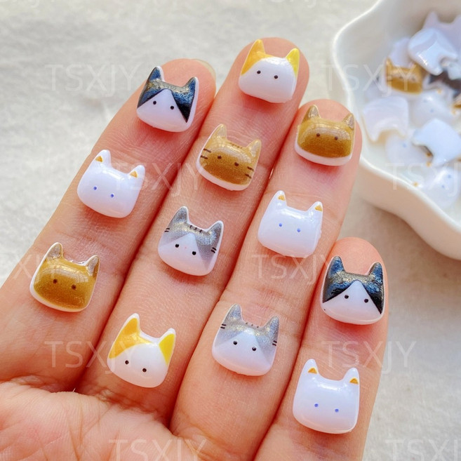 50pcs 귀여운 미니 만화 동물 고양이 못 예술 플래트백 돌 조각 스크래프북 매력 DIY 보석 장식 공예품, mixed, 50개, 혼색