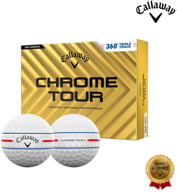 [캘러웨이코리아정품] 24년 신상품 크롬투어 360 트리플트랙 골프공 (4피스12알), 화이트, 1개
