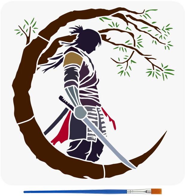 PET 페인팅 스텐실 동양 테마 벽화 패턴 가구 벽면 장식 DIY, 휴먼 121, 1개