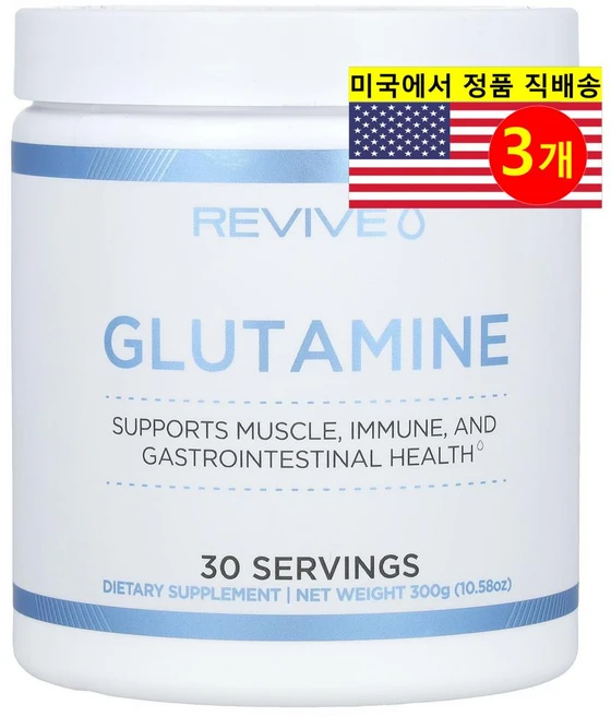 Revive 글루타민 파우더, 3개, 300g - 쿠팡