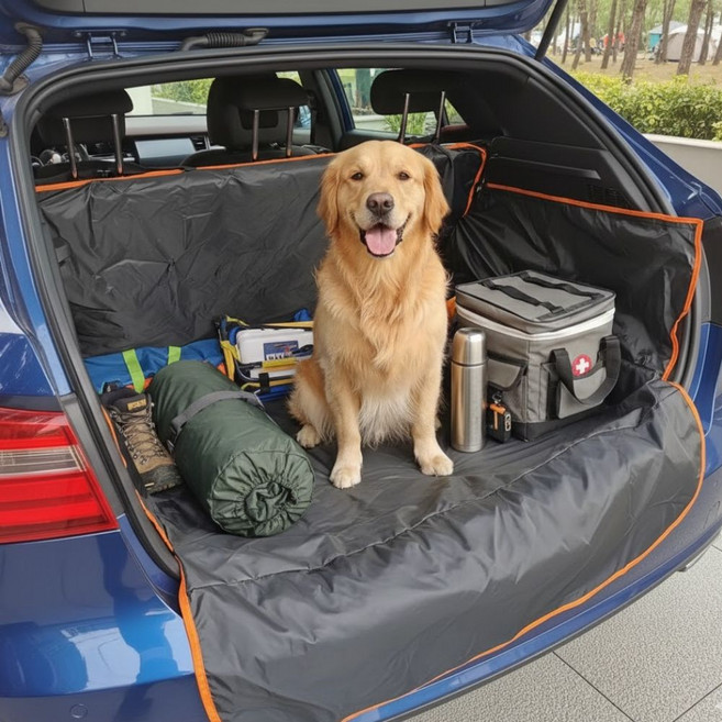 보픈 자동차 방수 애견 트렁크매트 트렁크커버, 블랙, one-type