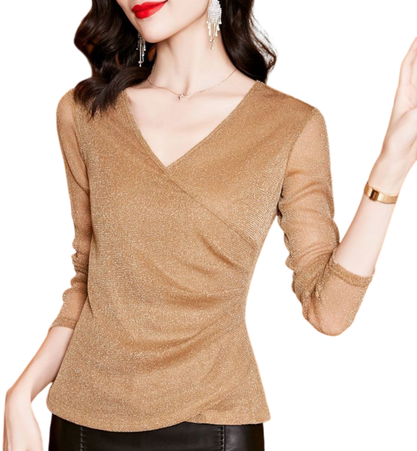 여성용 망사 슬림 스판 라인댄스복 스포츠댄스복 긴팔 티셔츠 뉴타임즈F80151 Women's T-shirt