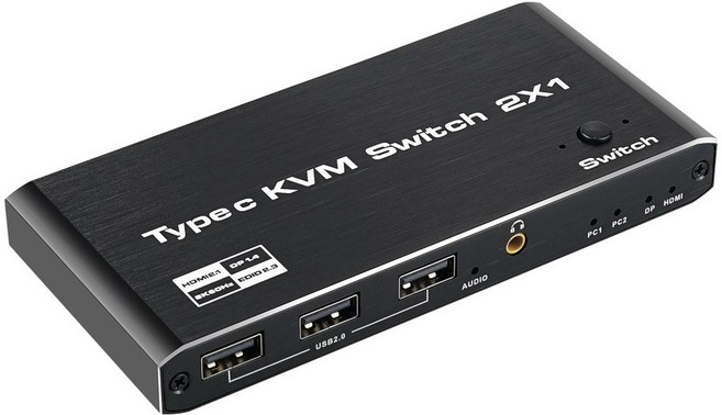 OU950 Coms C타입 KVM 스위치기 / PC 2대 를 하나의 모니터로 제어 / HDMI DP 포트 / 4K 60Hz 고화질, 1개